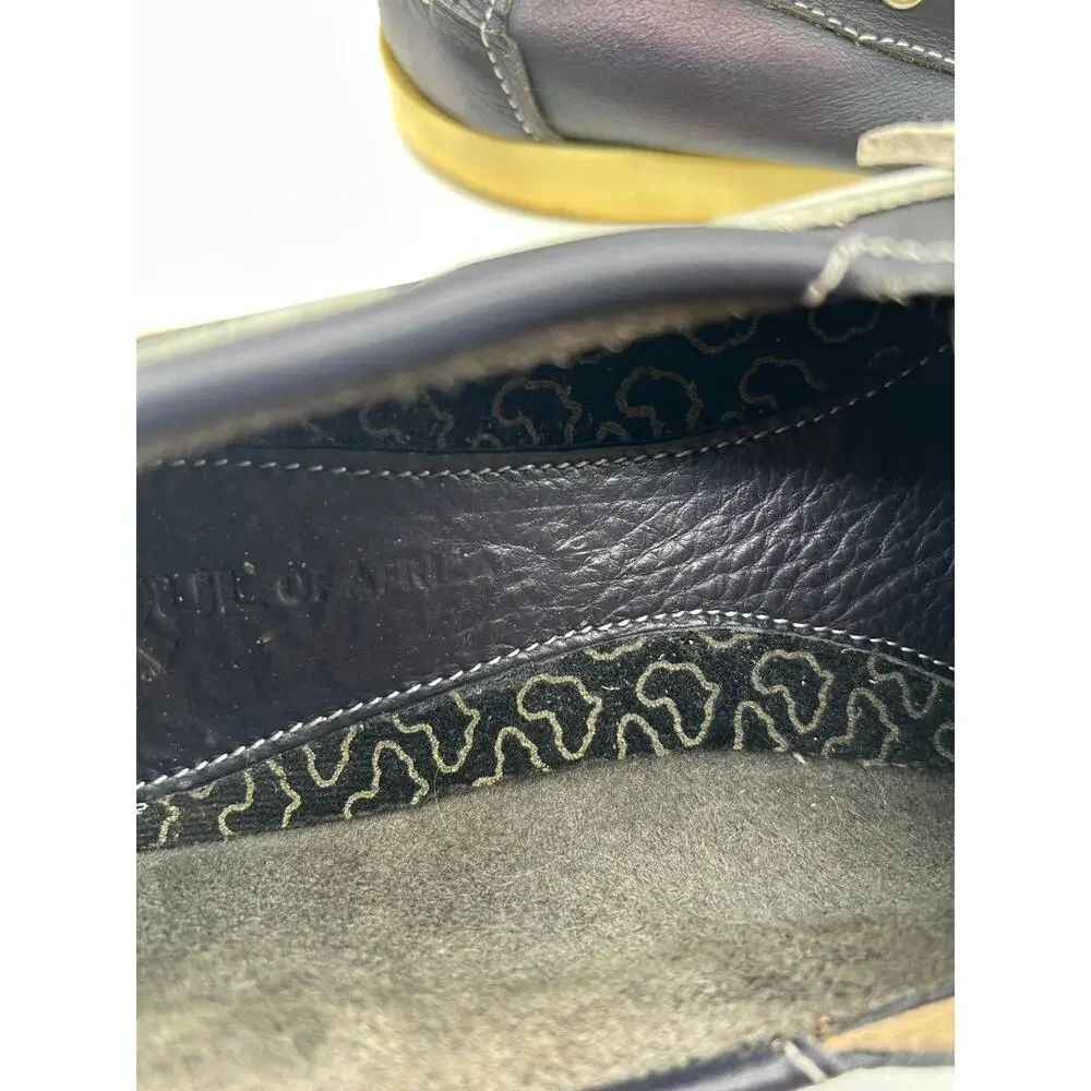 Soul of Africa Size 8 Navy Leather Boat Shoes Handmade Summer Nautical Coastal
